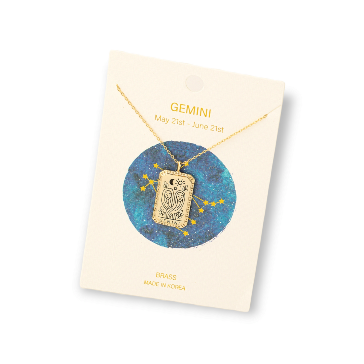 Zodiac Constellation Tarot Card Pendant Necklace gemini