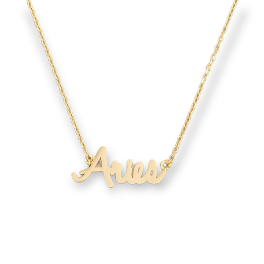 Handwritten Script Gemini Zodiac Necklace aries