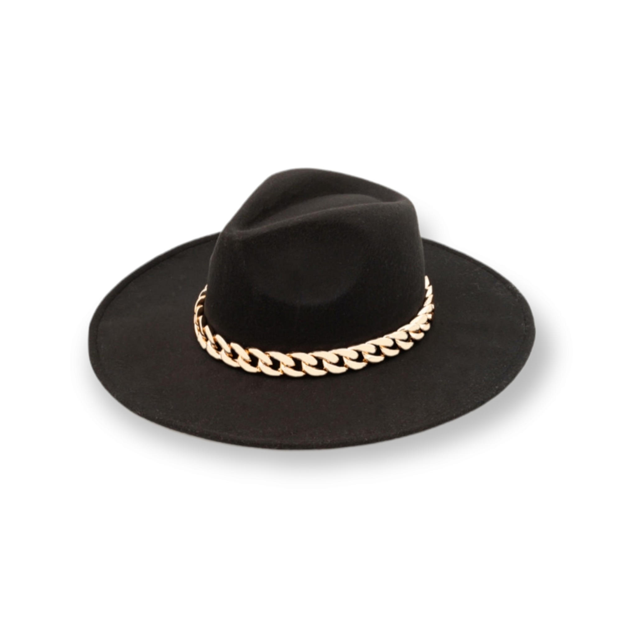 Black Chain Link Strap Western Fashion Hat