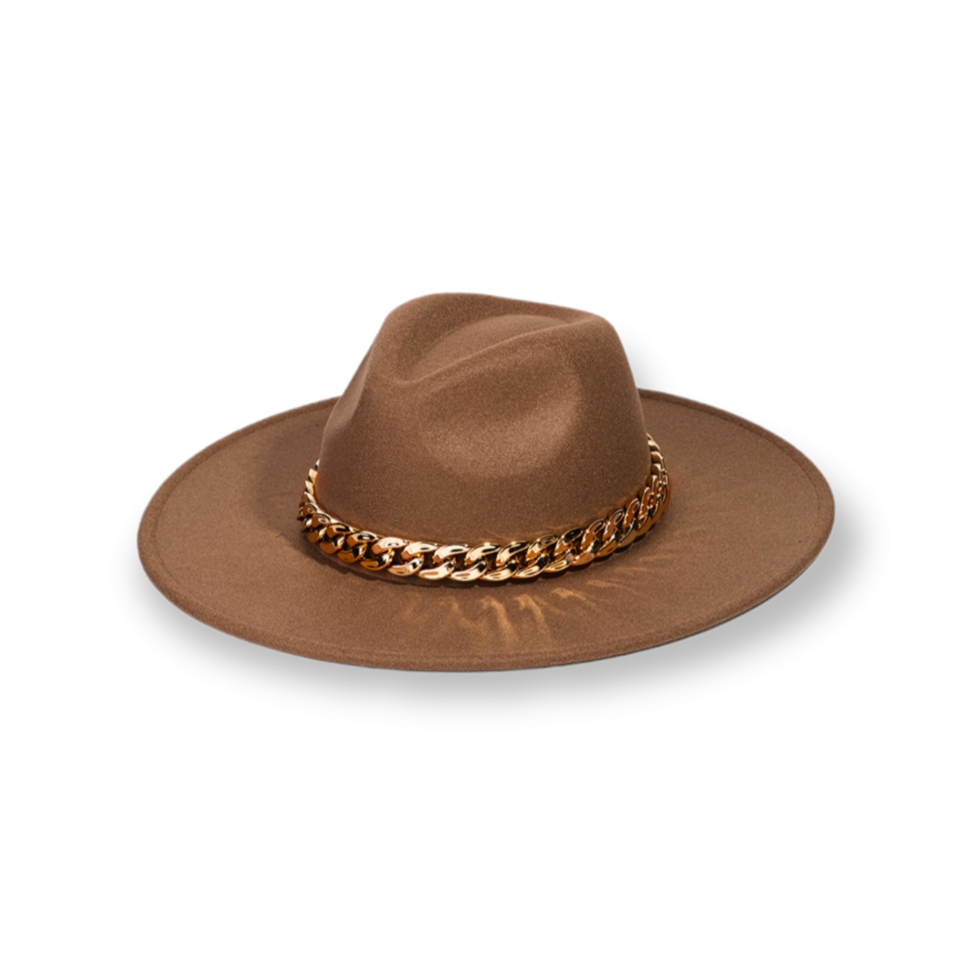Brown natural Chain Link Strap Western Fashion Hat