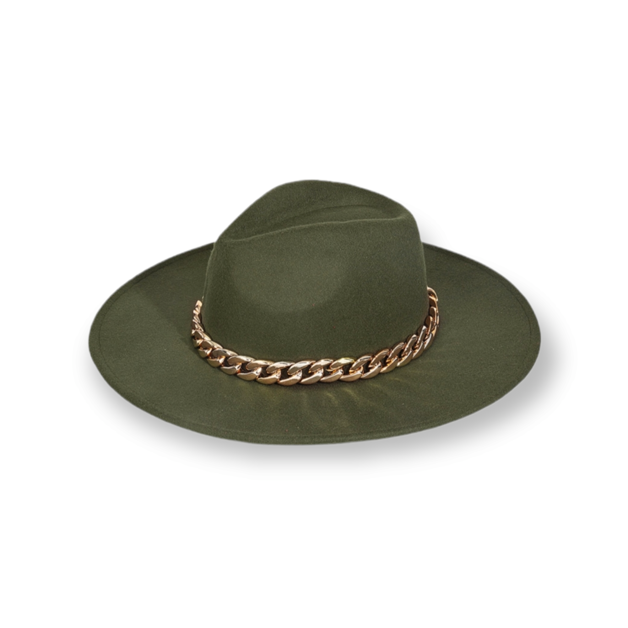 Olive green Chain Link Strap Western Fashion Hat