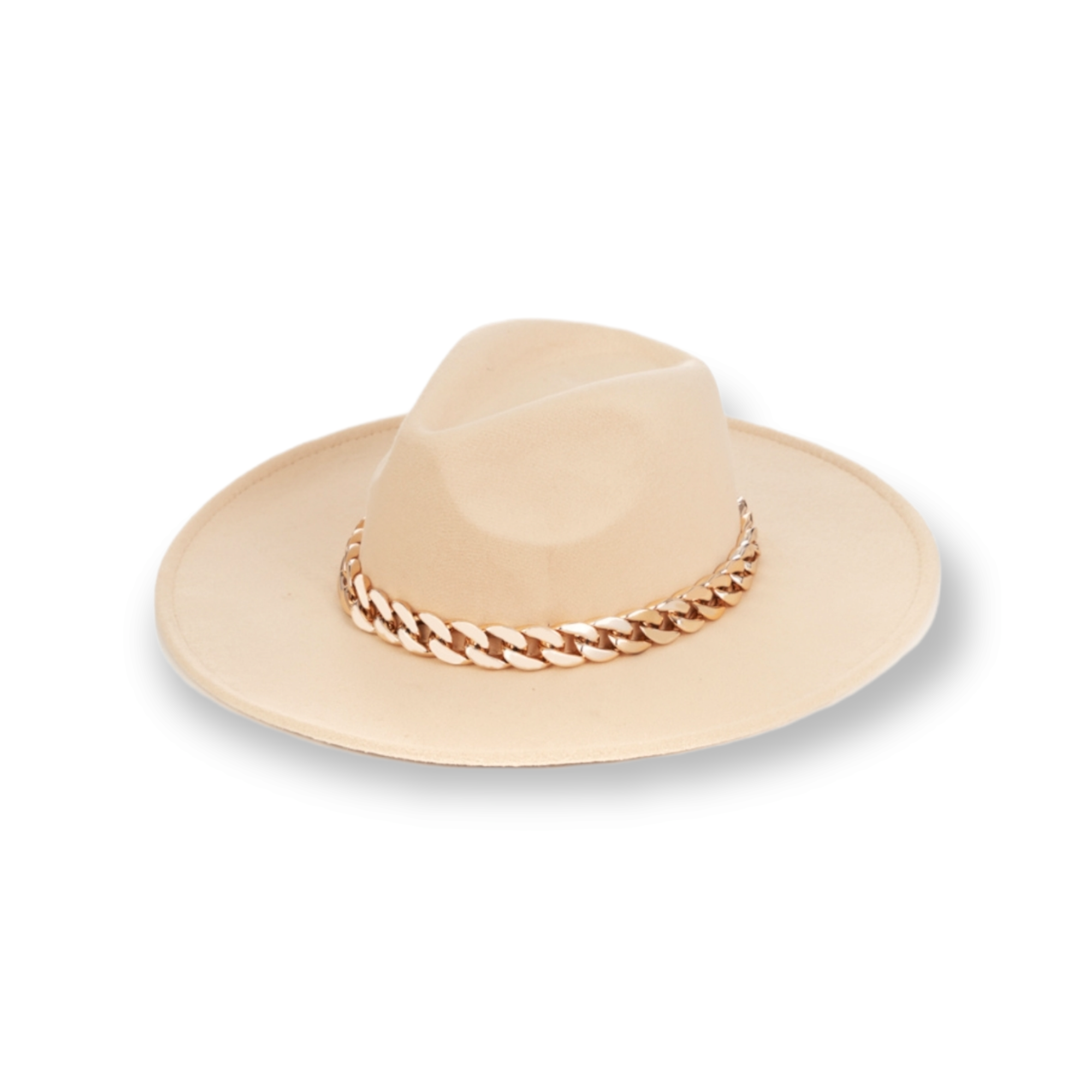 Cream beige Chain Link Strap Western Fashion Hat