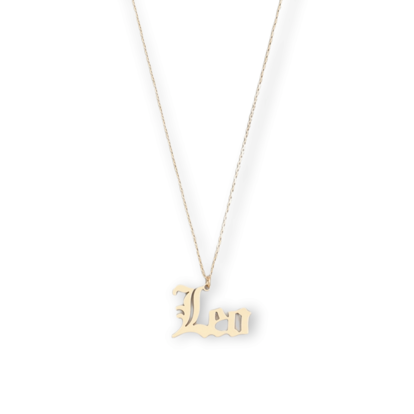 Leo Brass Script Zodiac Constellation Necklace leo