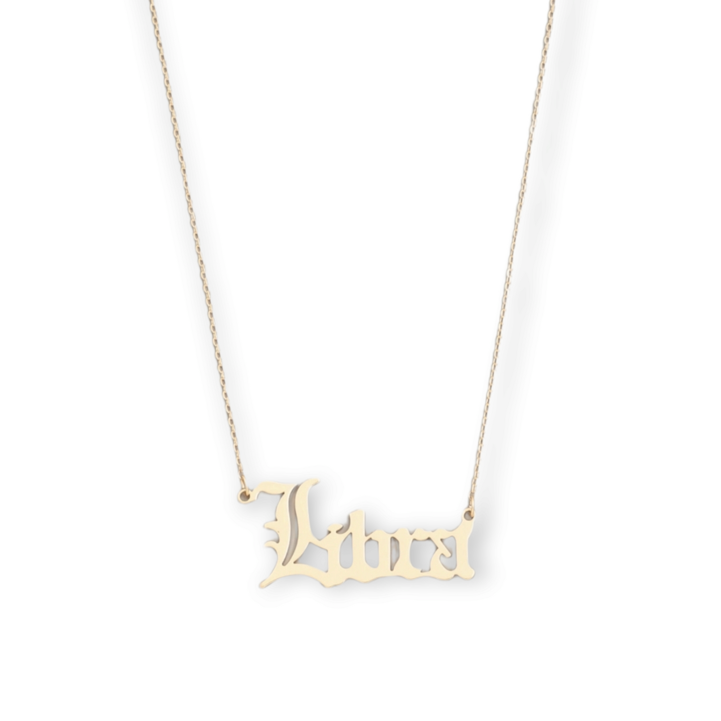 Libra Brass Script Zodiac Constellation Necklace libra