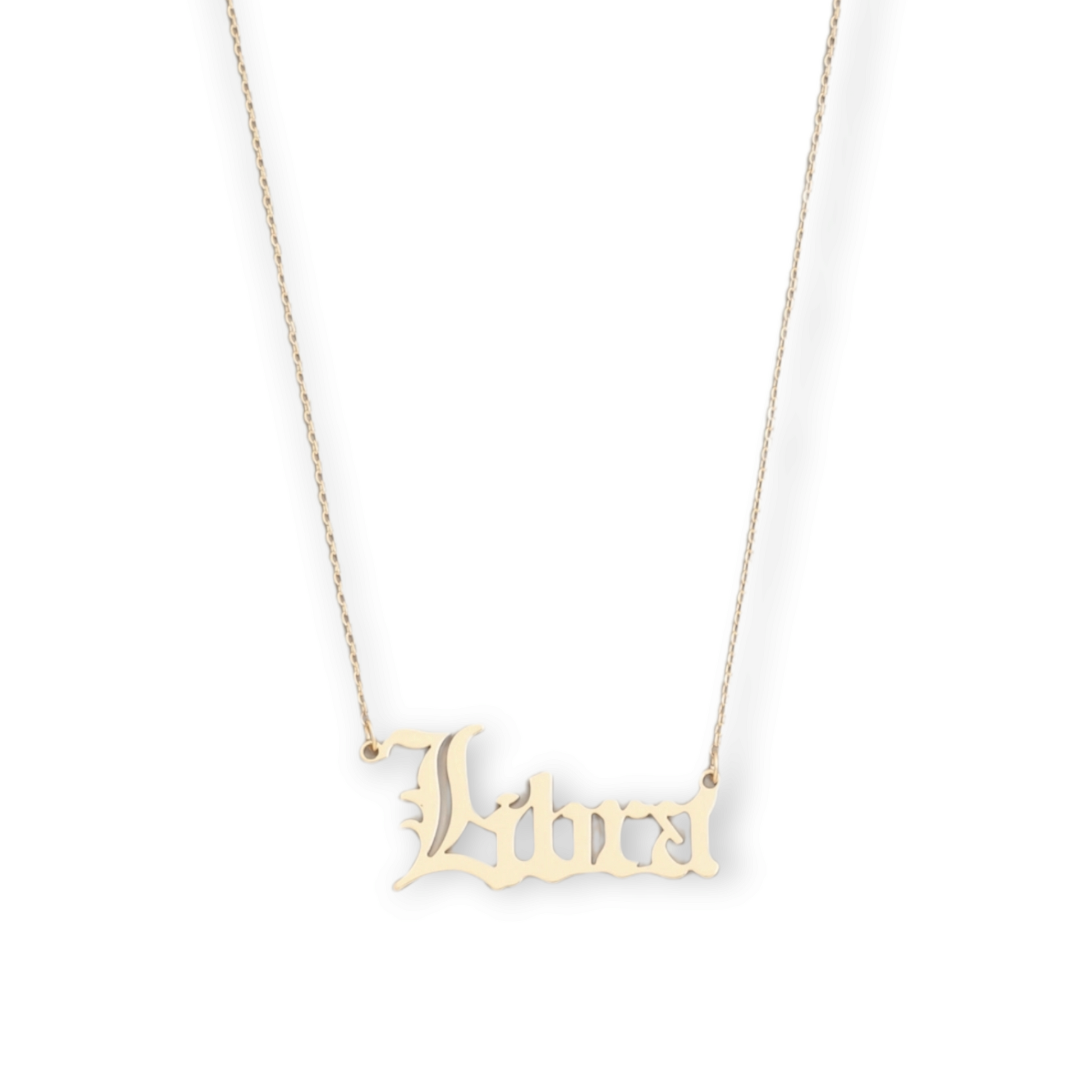 Libra Brass Script Zodiac Constellation Necklace libra