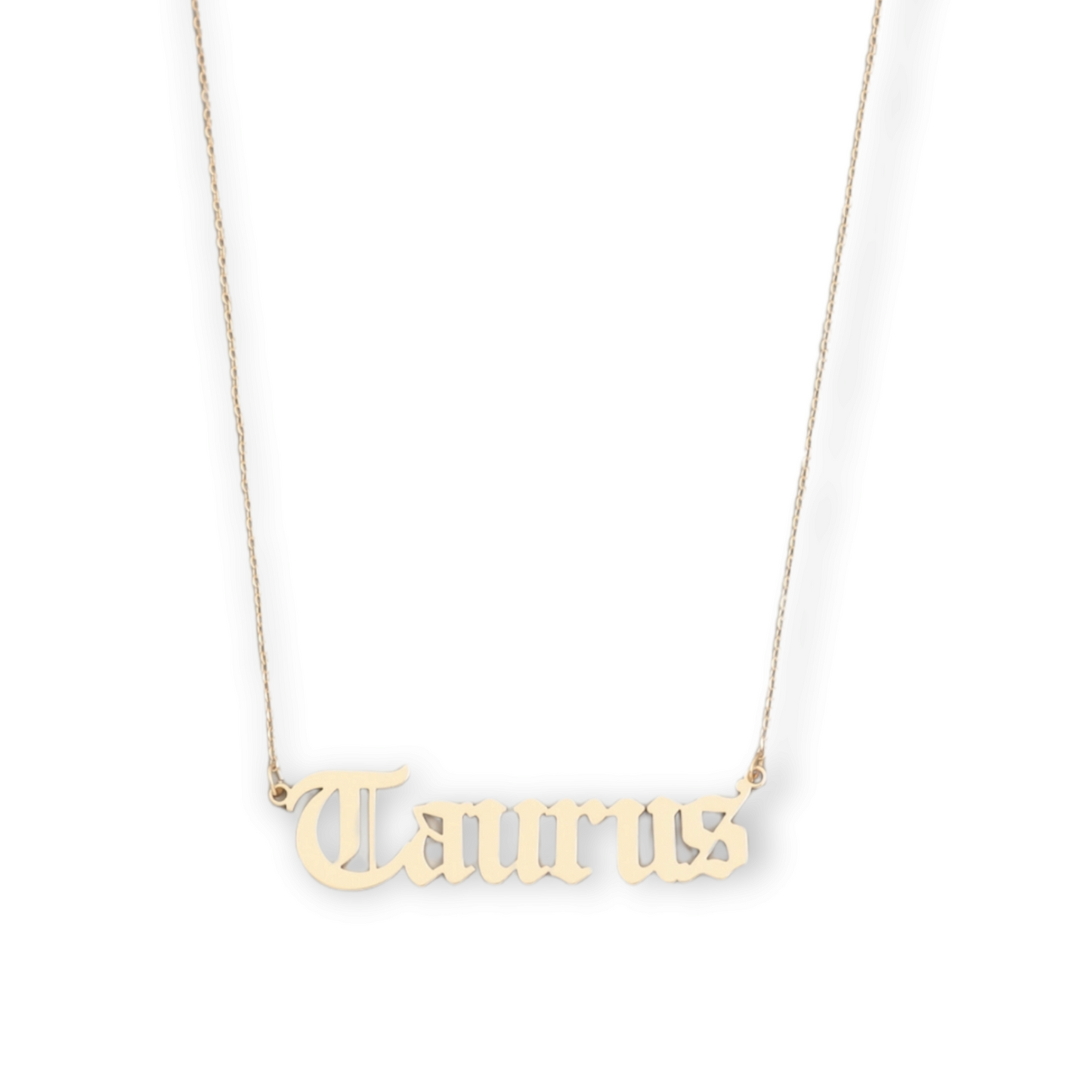 Taurus Brass Script Zodiac Constellation Necklace taurus