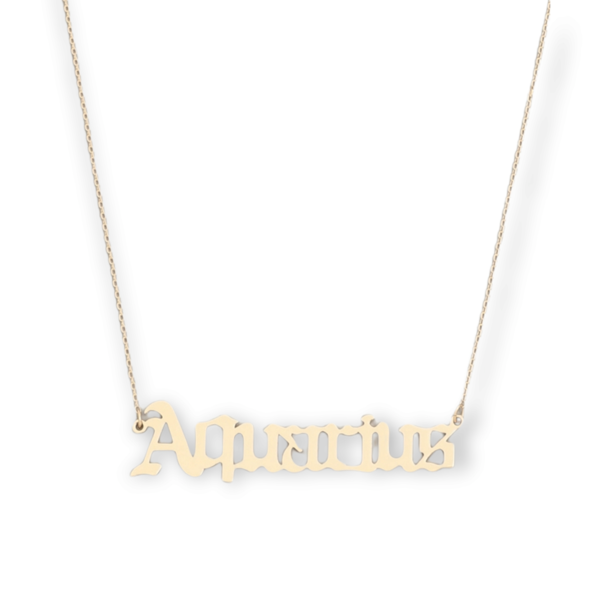 Aquarius Brass Script Zodiac Constellation Necklace aquarius