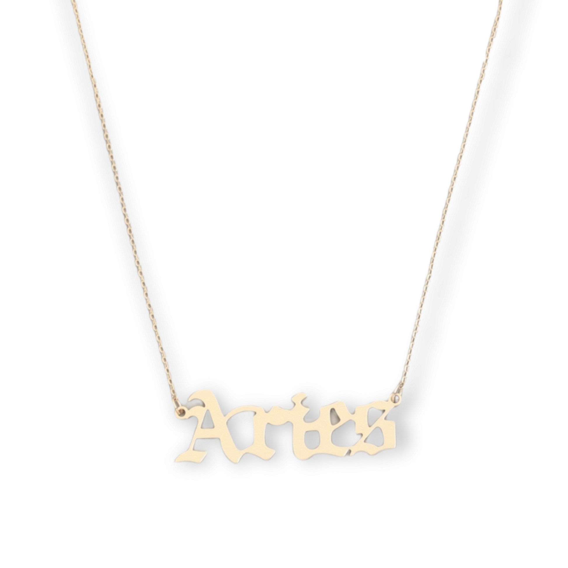 Aries Brass Script Zodiac Constellation Necklace aries