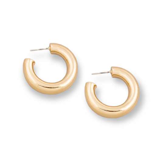 Mini C Tube Hoop Earrings gold