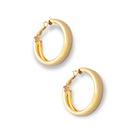 Gold color thick rounded hoop earring