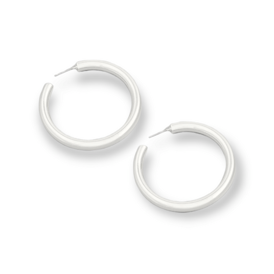 Thin Metallic Tube Hoop Earrings