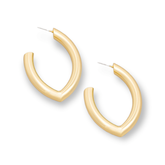 Metallic Oval Tube Hoop Earrings gold