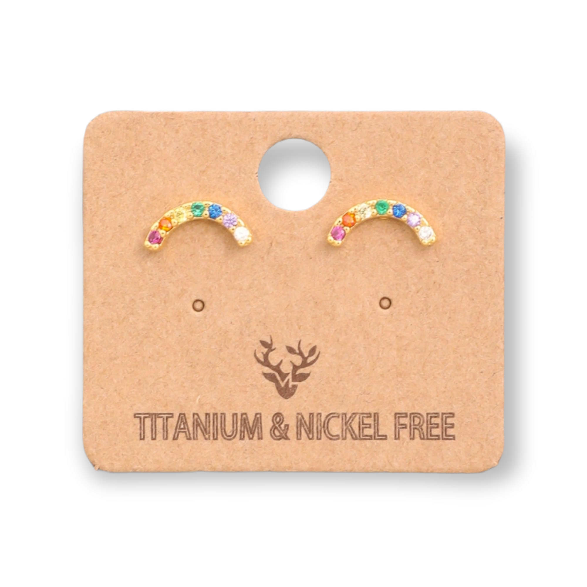 Gold Color Rainbow Stud Earrings gold