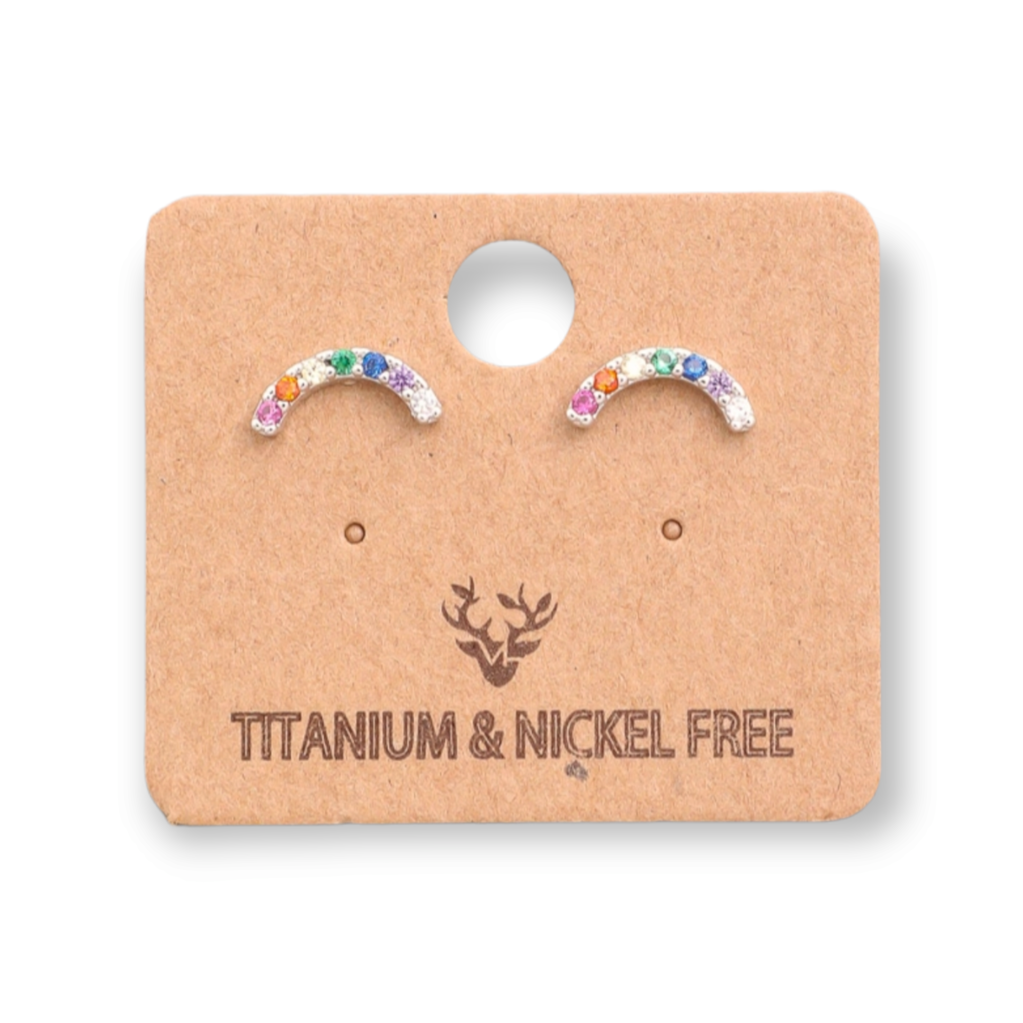 Silver Color Rainbow Stud Earrings silver