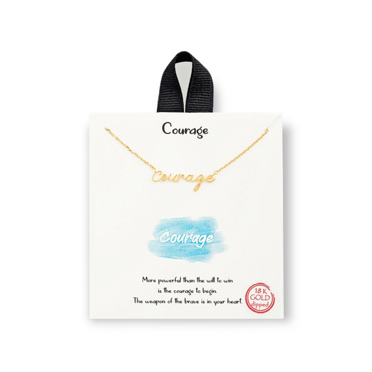 Handwritten Courage Pendant Necklace 18k Gold Dipped.