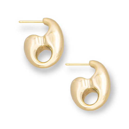 Gold color Mini Mariner Chain Post Earrings

