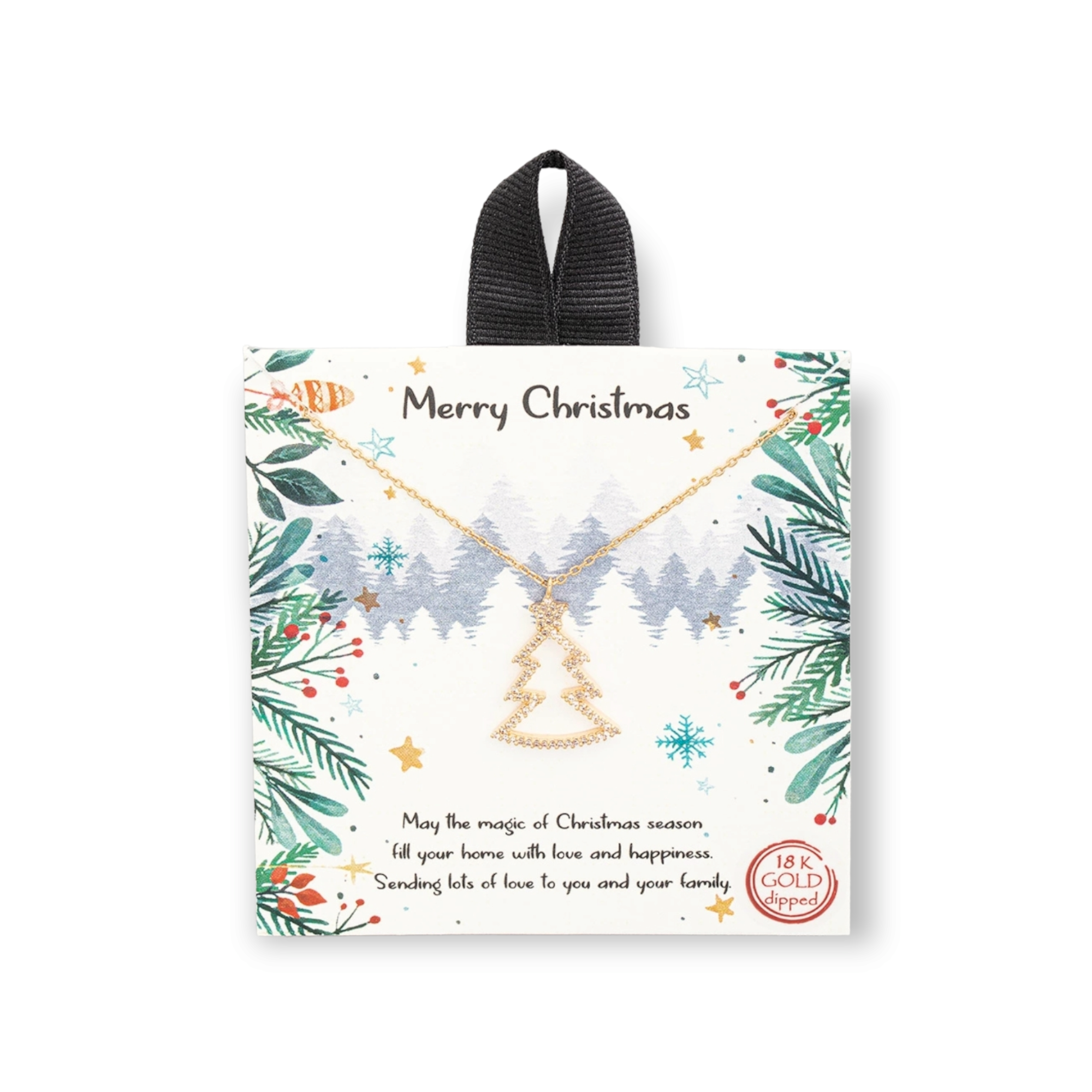 Pave Christmas Tree Outline Charm Necklace

