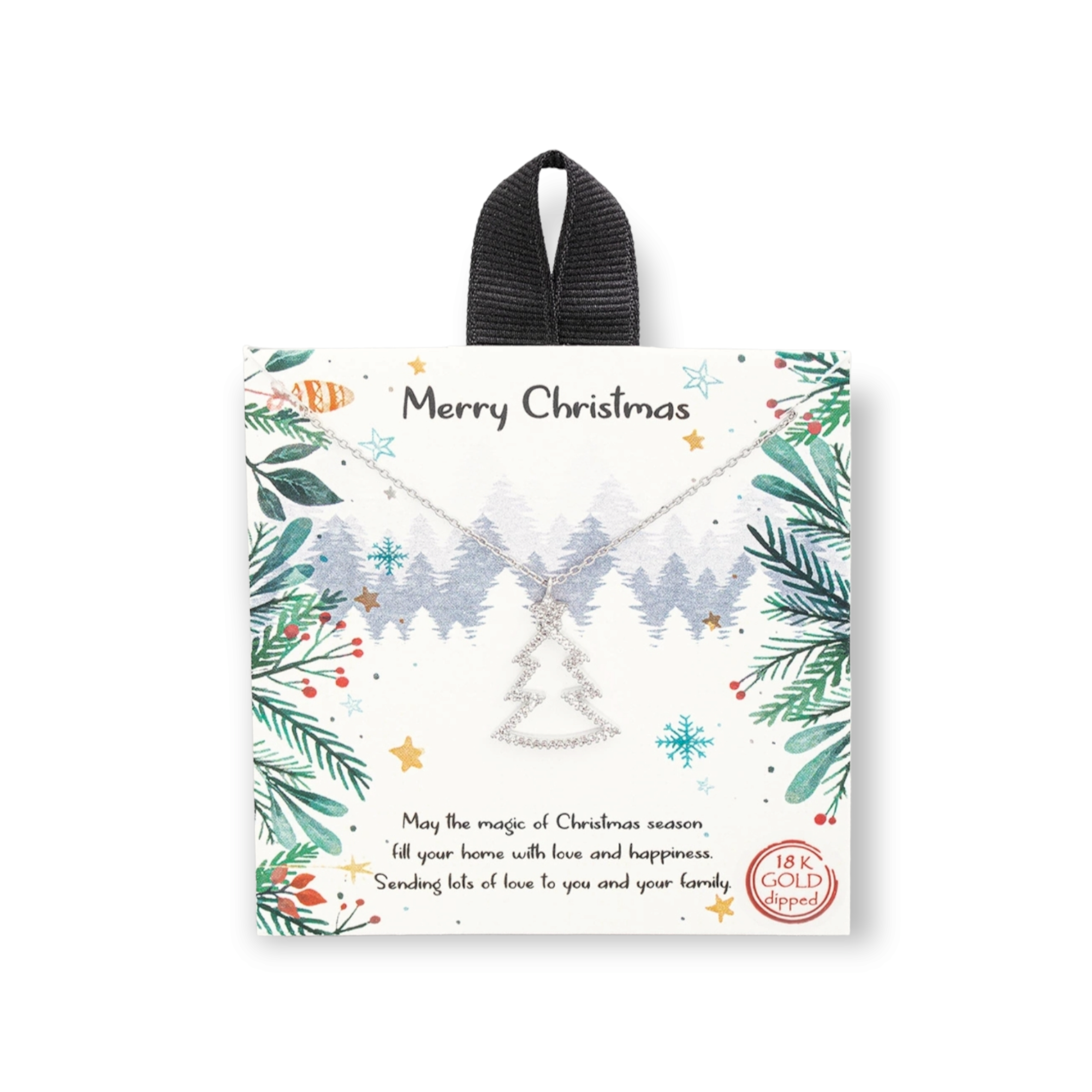 Pave Christmas Tree Outline Charm Necklace

