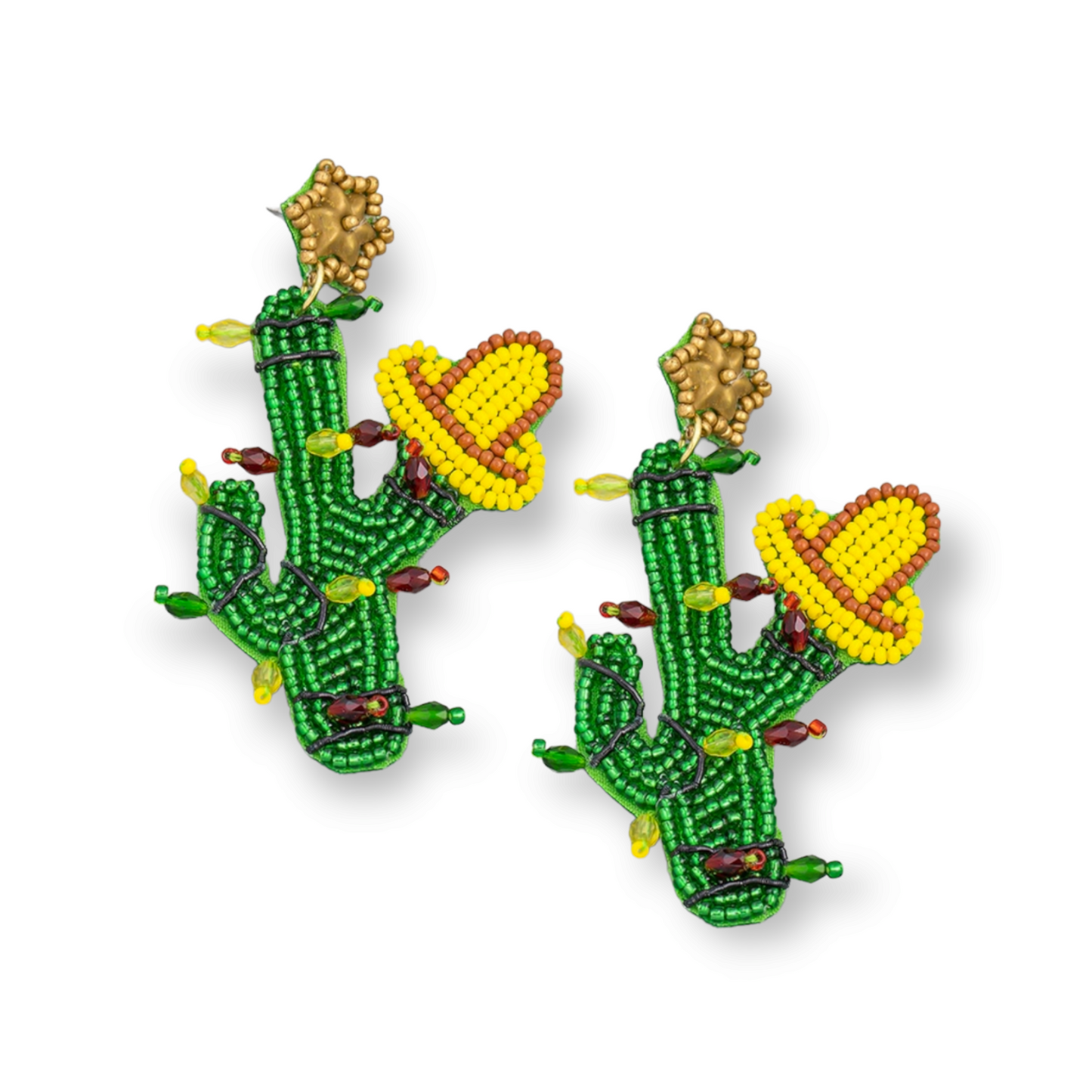 Beaded Christmas Cactus Earrings

