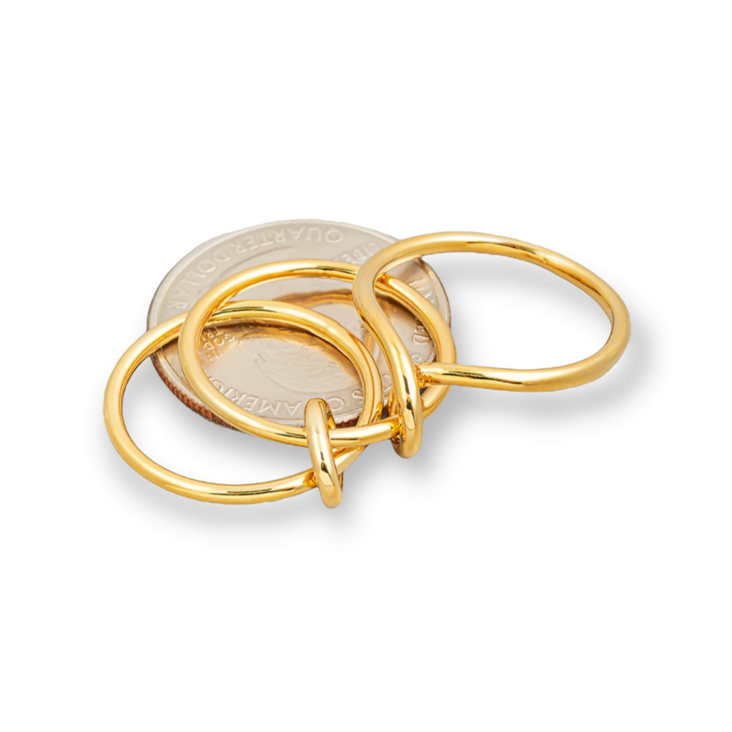 Triple Metallic Band Link Fashion Ring 2