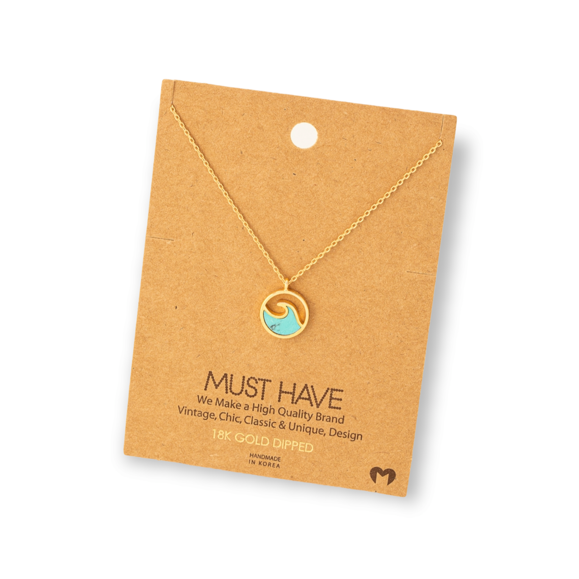 WAVE with Shell or Stone Inlay Pendant Necklace