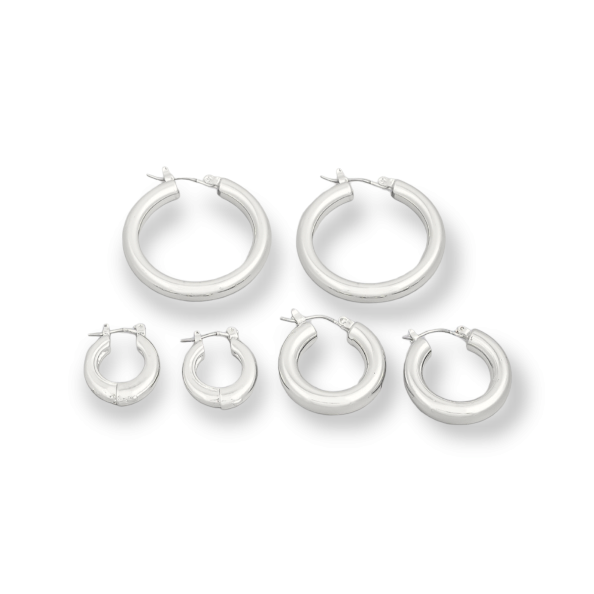 Tube Latch Hoop Earrings Set