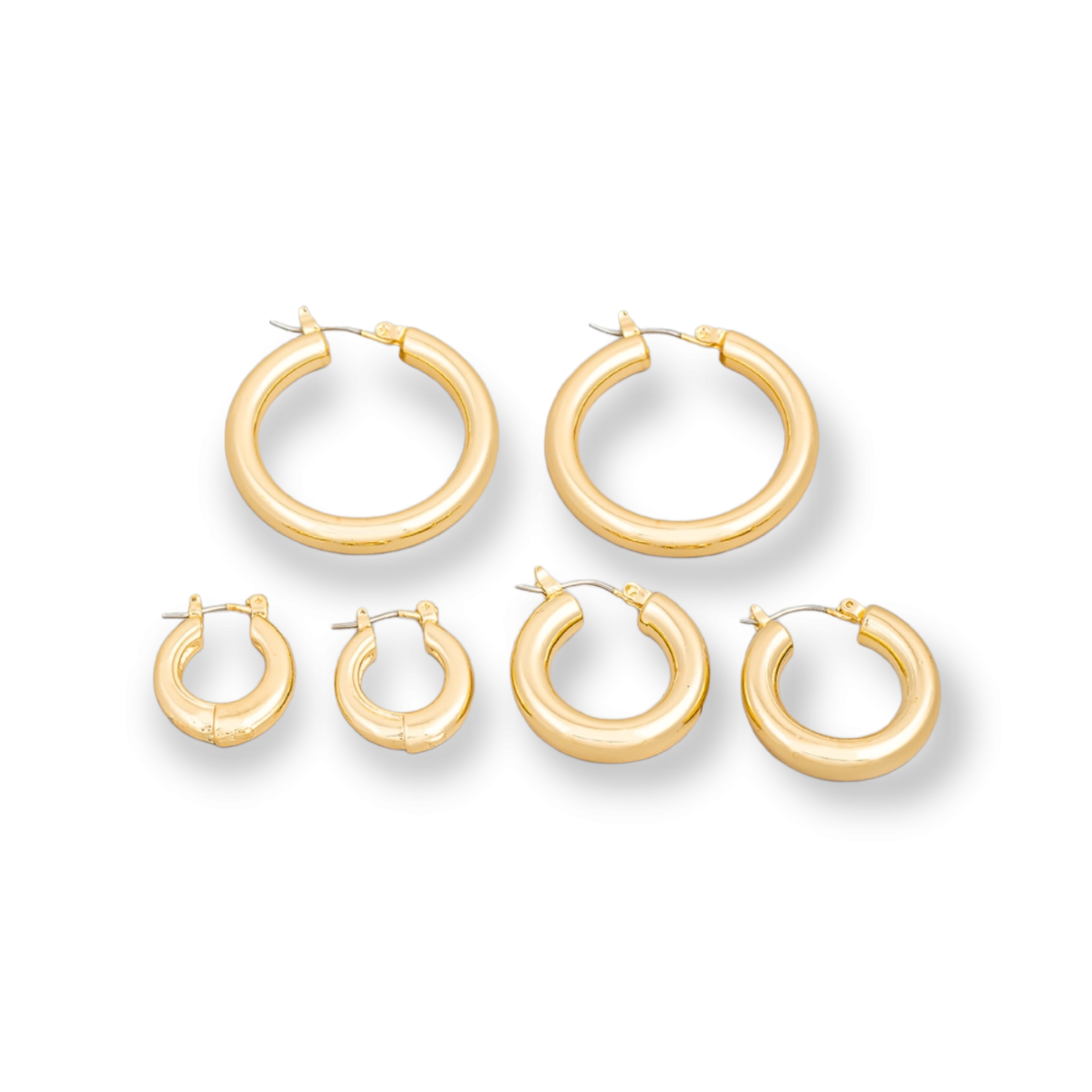 Tube Latch Hoop Earrings Set