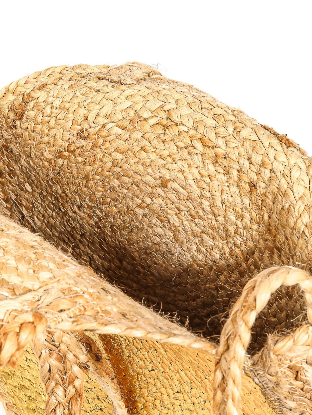 Gold Round Jute Tote handmade handbag