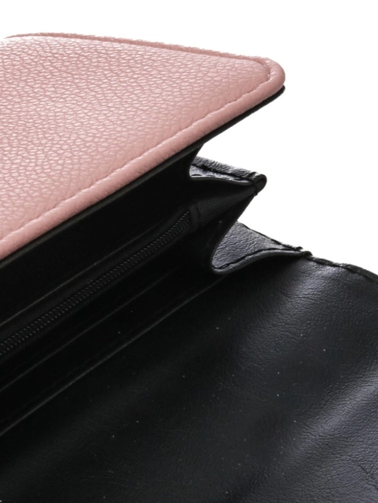 Interior blush tan pink Soft faux pebbled leather long wallet interior