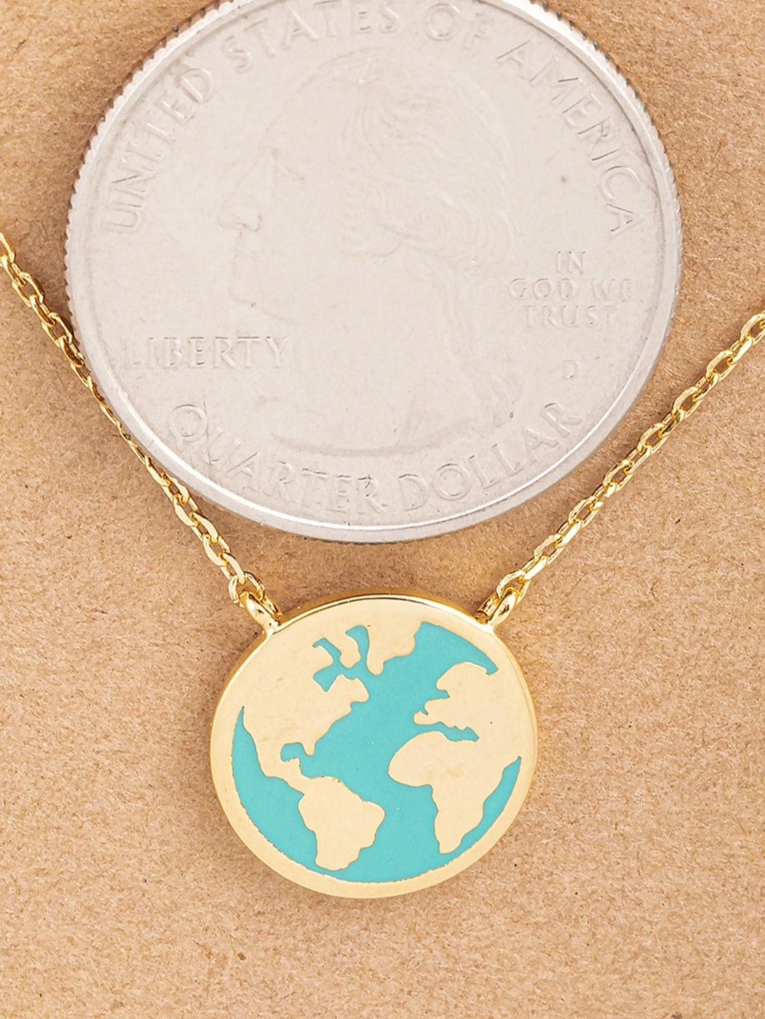 GLOBE Enamel Pendant Necklace teal 2