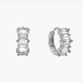 CZ baguette HUGGIE EARRING SILVER SIDE