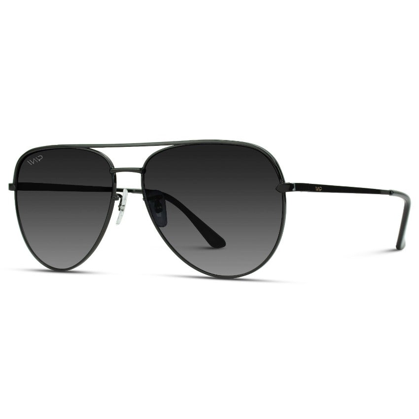 Aviator Sunglasses black lens black frame side
