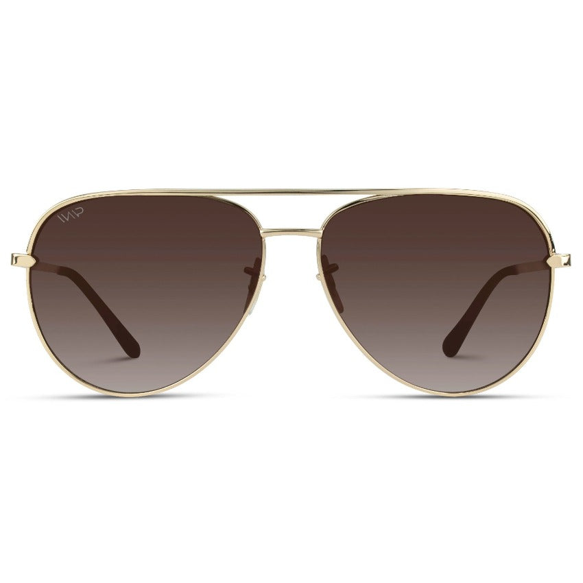 Aviator Sunglasses Brown lens gold frame front