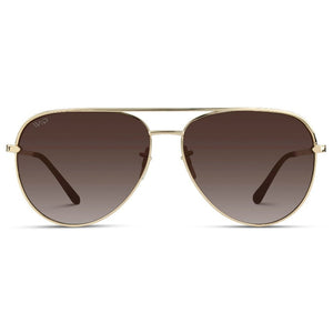 Aviator Sunglasses Brown lens gold frame front