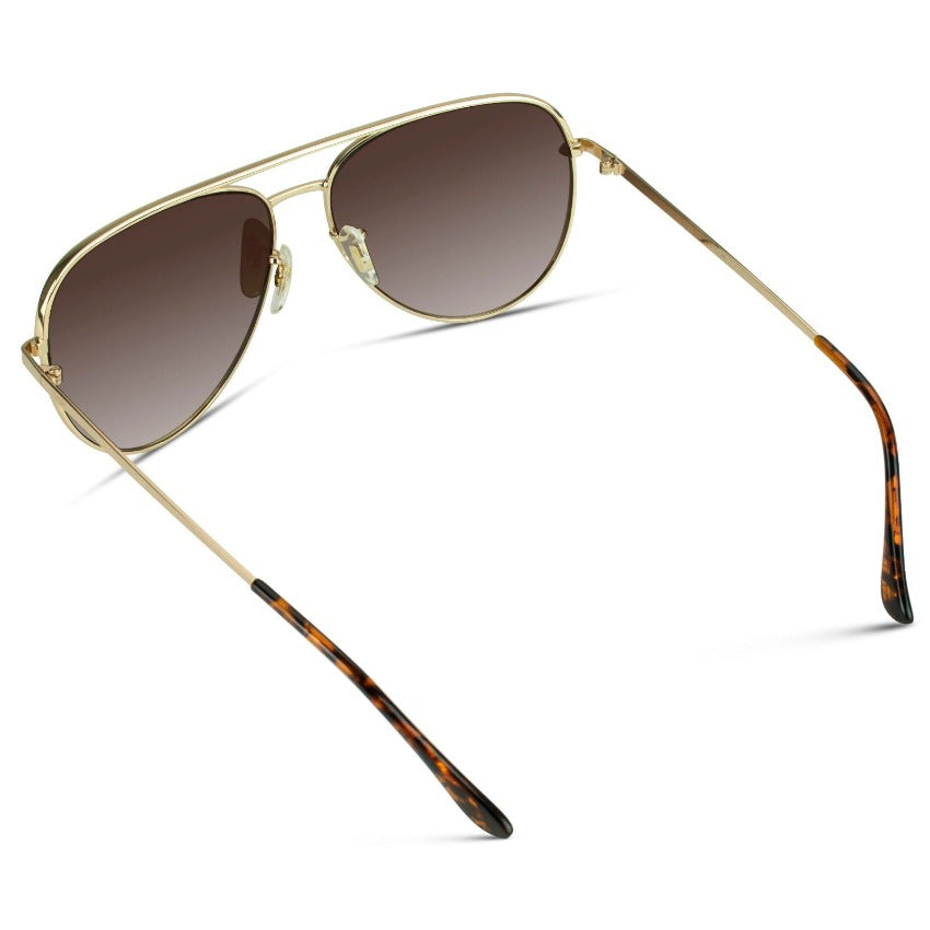 Aviator Sunglasses brown lens gold frame back