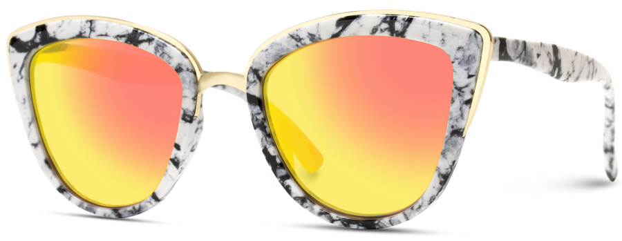 Marble Cateye Sunglasses with Gold Detail