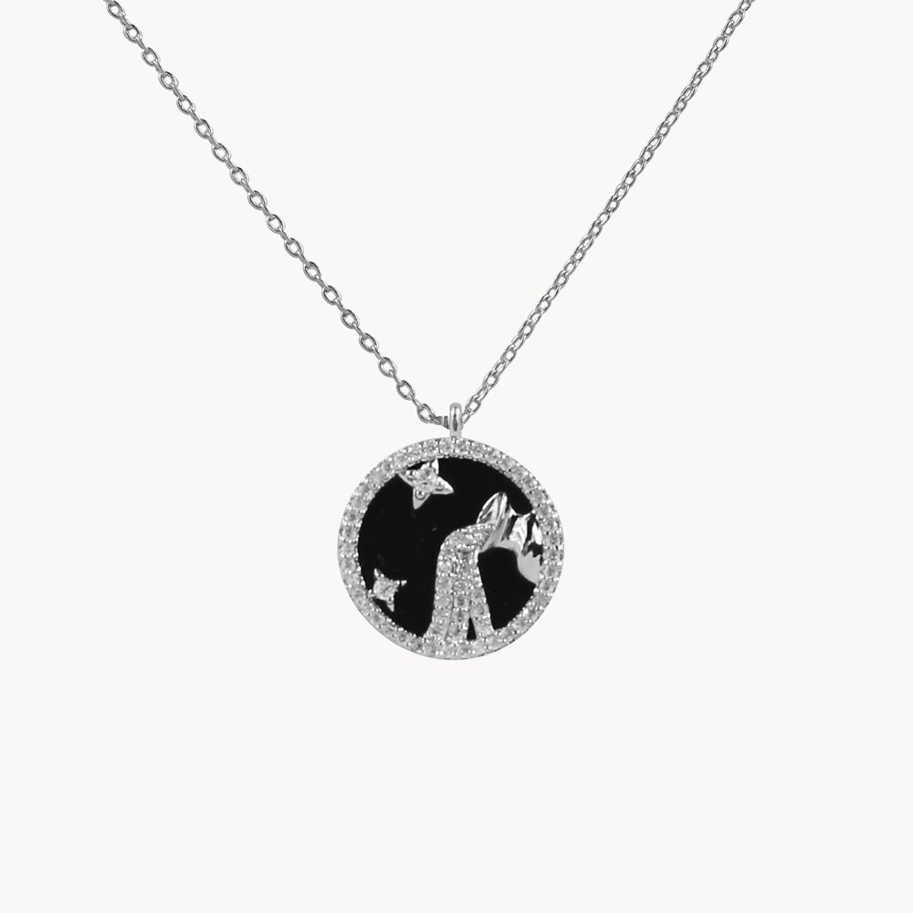 Zodiac Constellation Coin Inlay Necklace aquarius silver