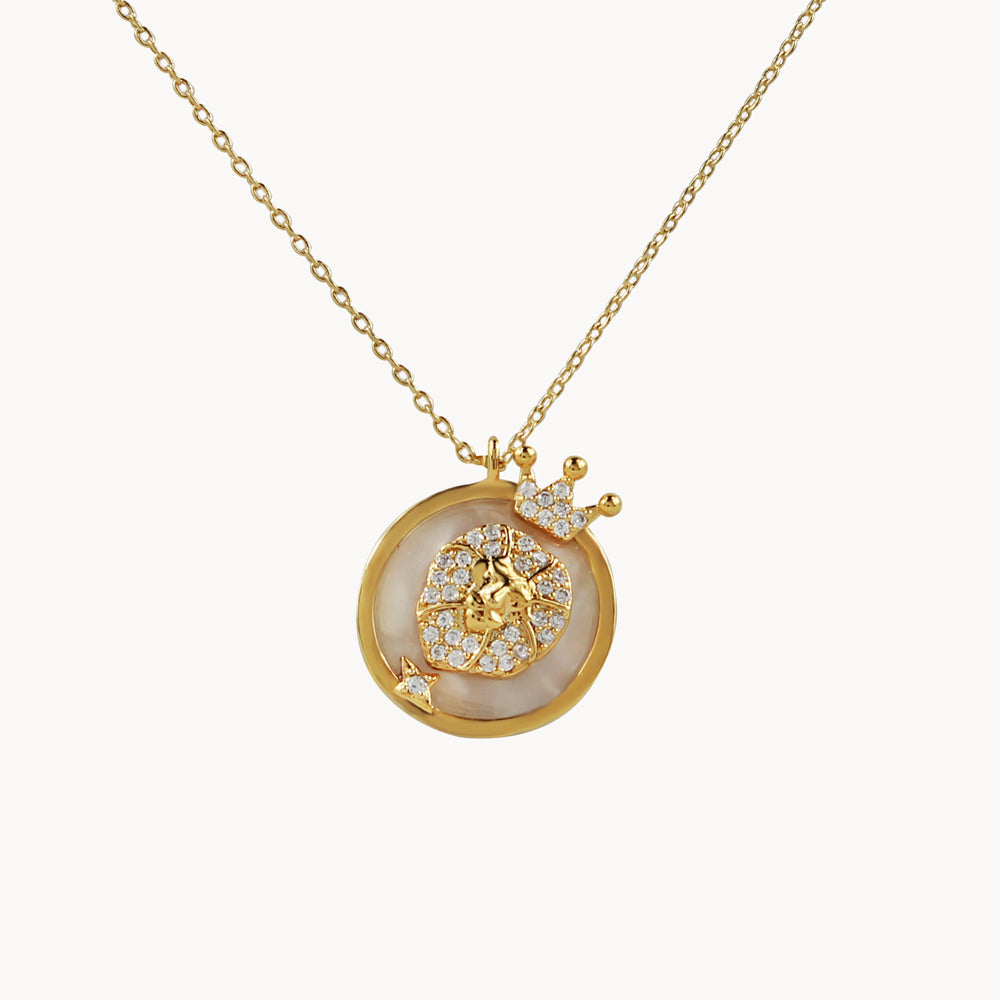 Zodiac Constellation Coin Inlay Necklace leo gold