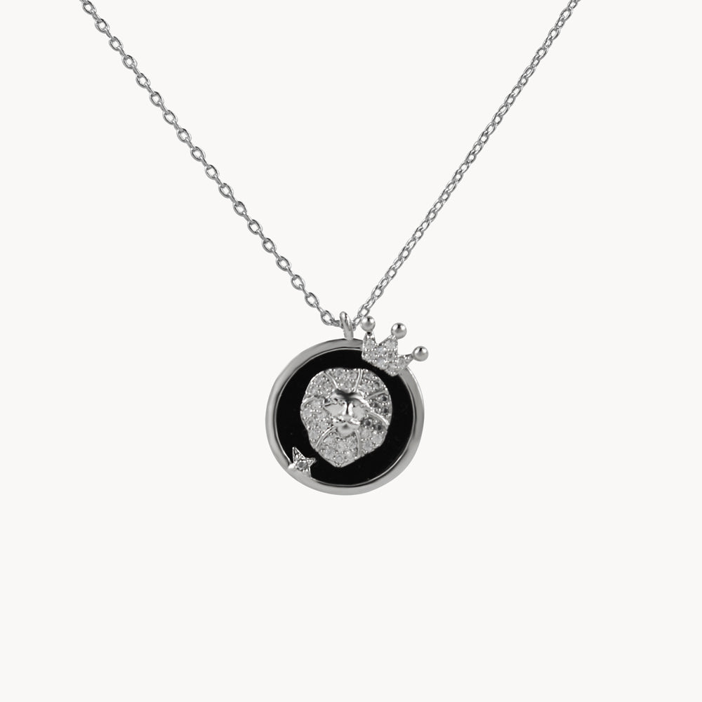Zodiac Constellation Coin Inlay Necklace leo silver