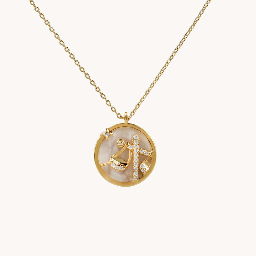 Zodiac Constellation Coin Inlay Necklace libra gold