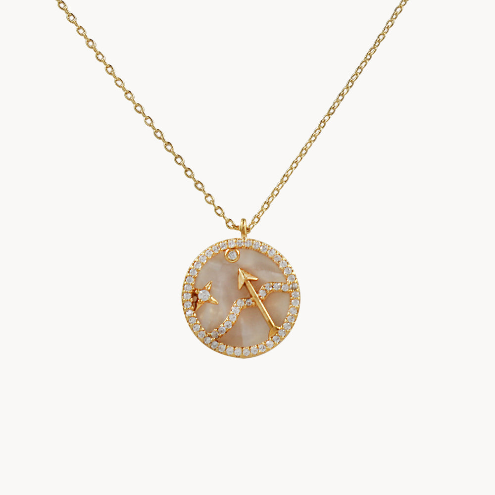 Zodiac Constellation Coin Inlay Necklace sagittarius gold
