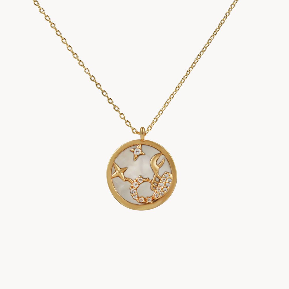 Zodiac Constellation Coin Inlay Necklace scorpio gold