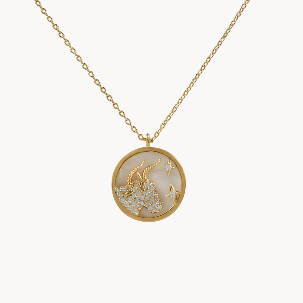 Zodiac Constellation Coin Inlay Necklace taurus gold