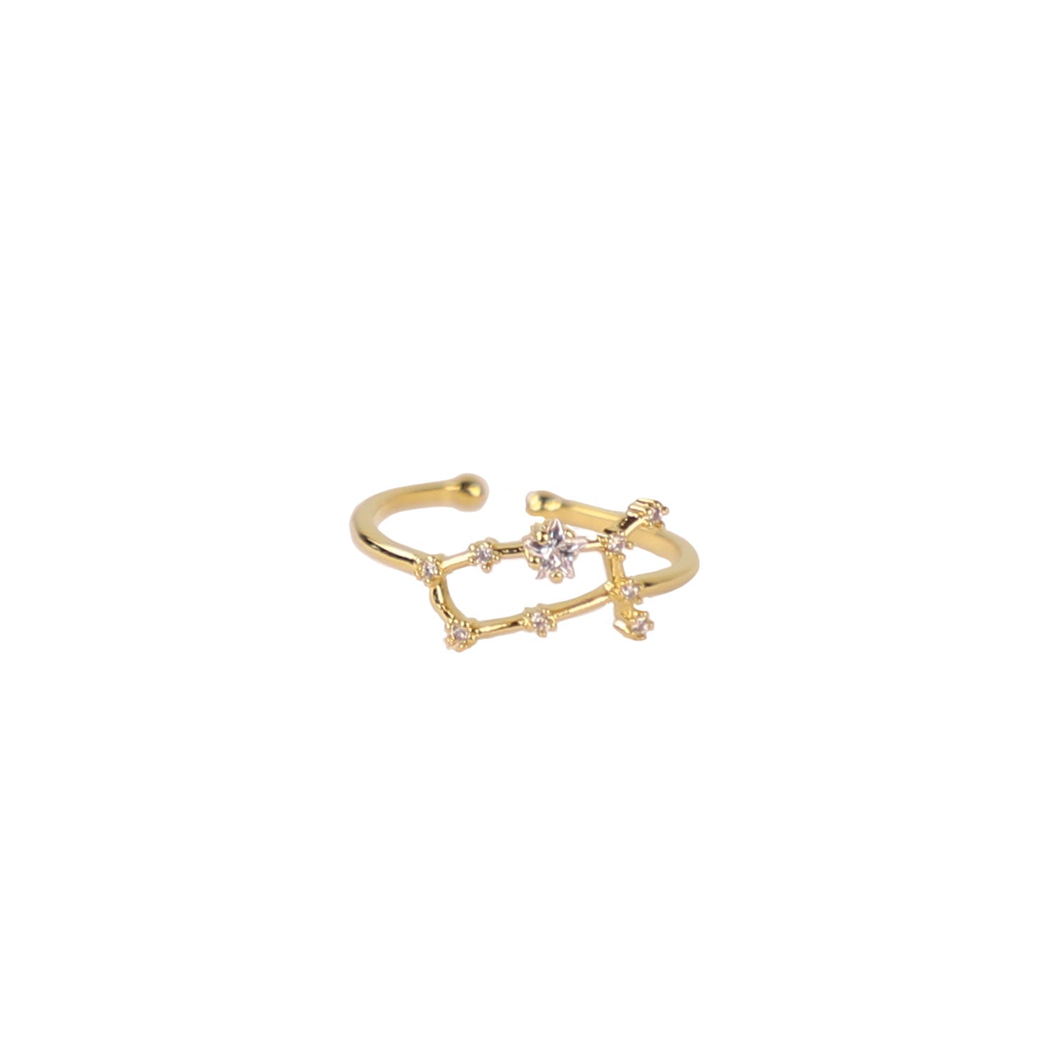 Zodiac Star Constellation Adjustable Ring gemini gold