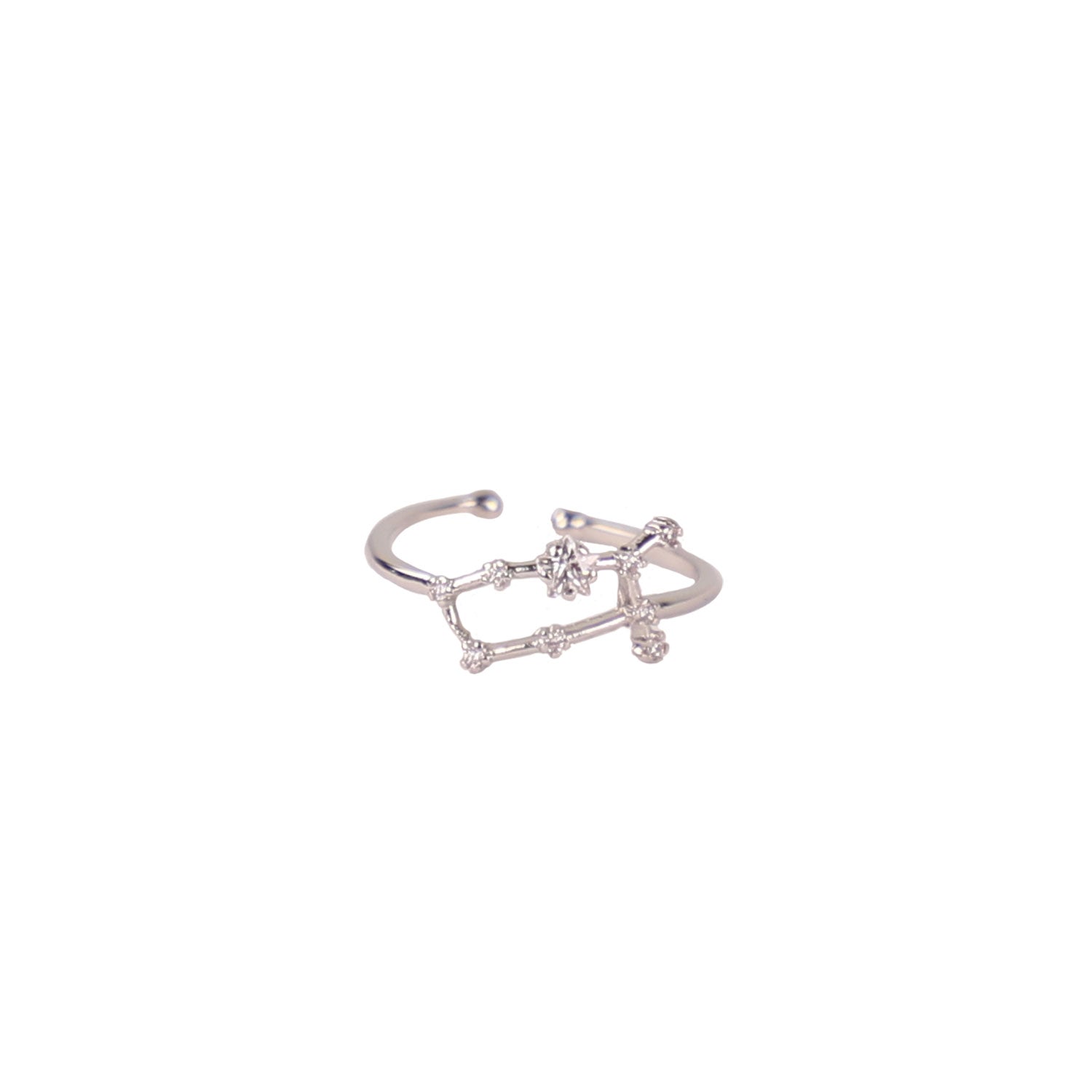 Zodiac Star Constellation Adjustable Ring gemini silver
