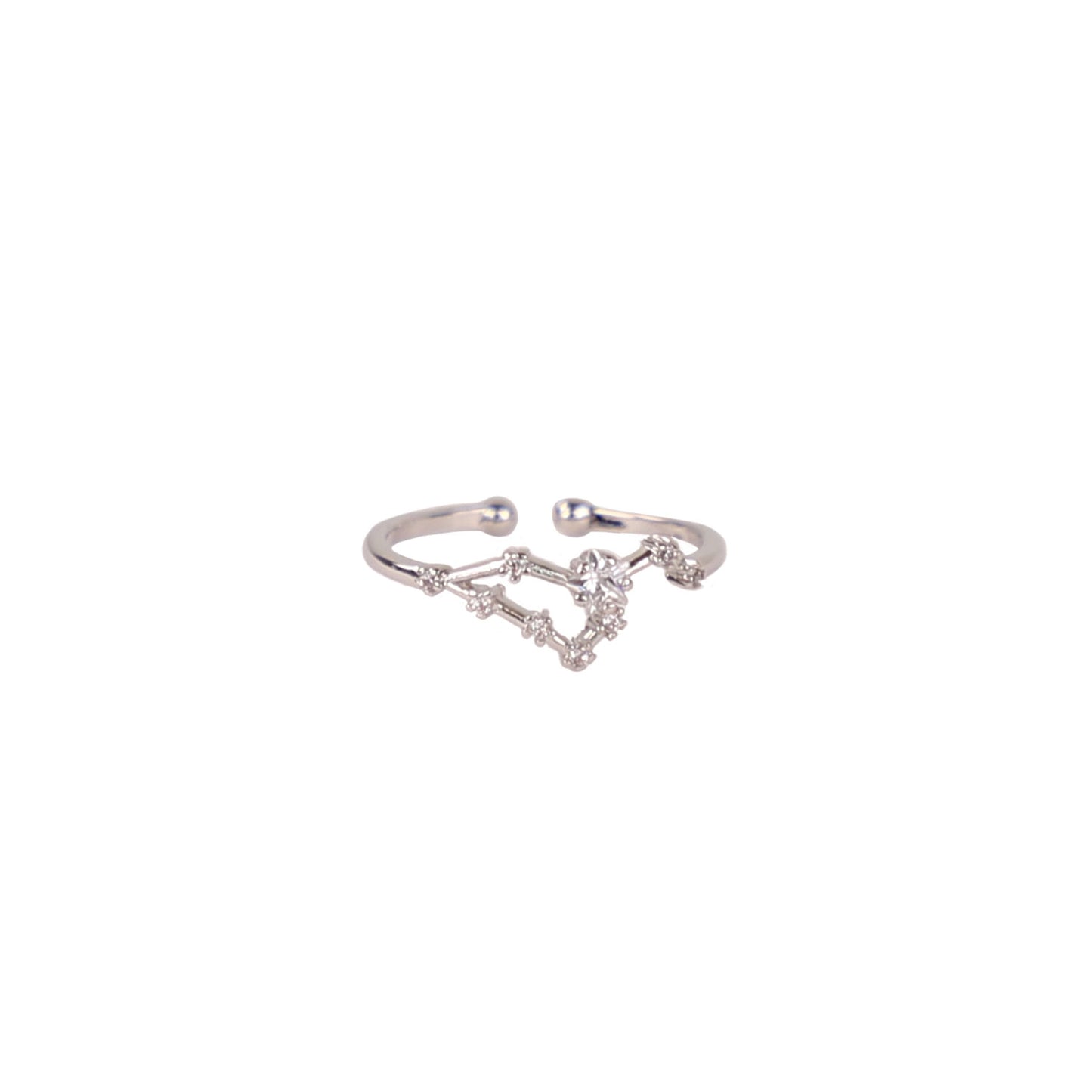 Zodiac Star Constellation Adjustable Ring leo silver