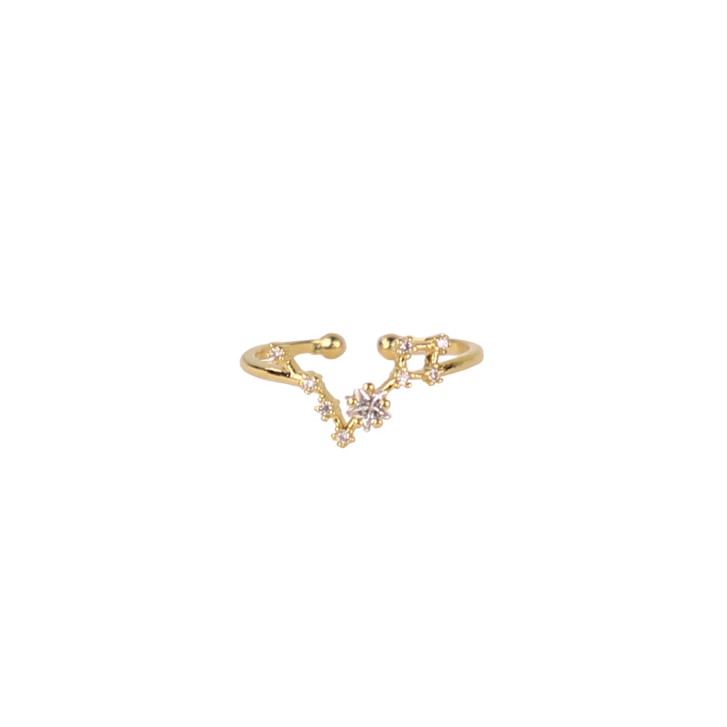 Zodiac Star Constellation Adjustable Ring pisces gold