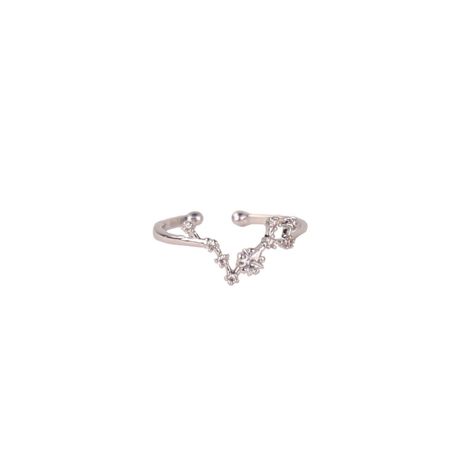 Zodiac Star Constellation Adjustable Ring pisces silver