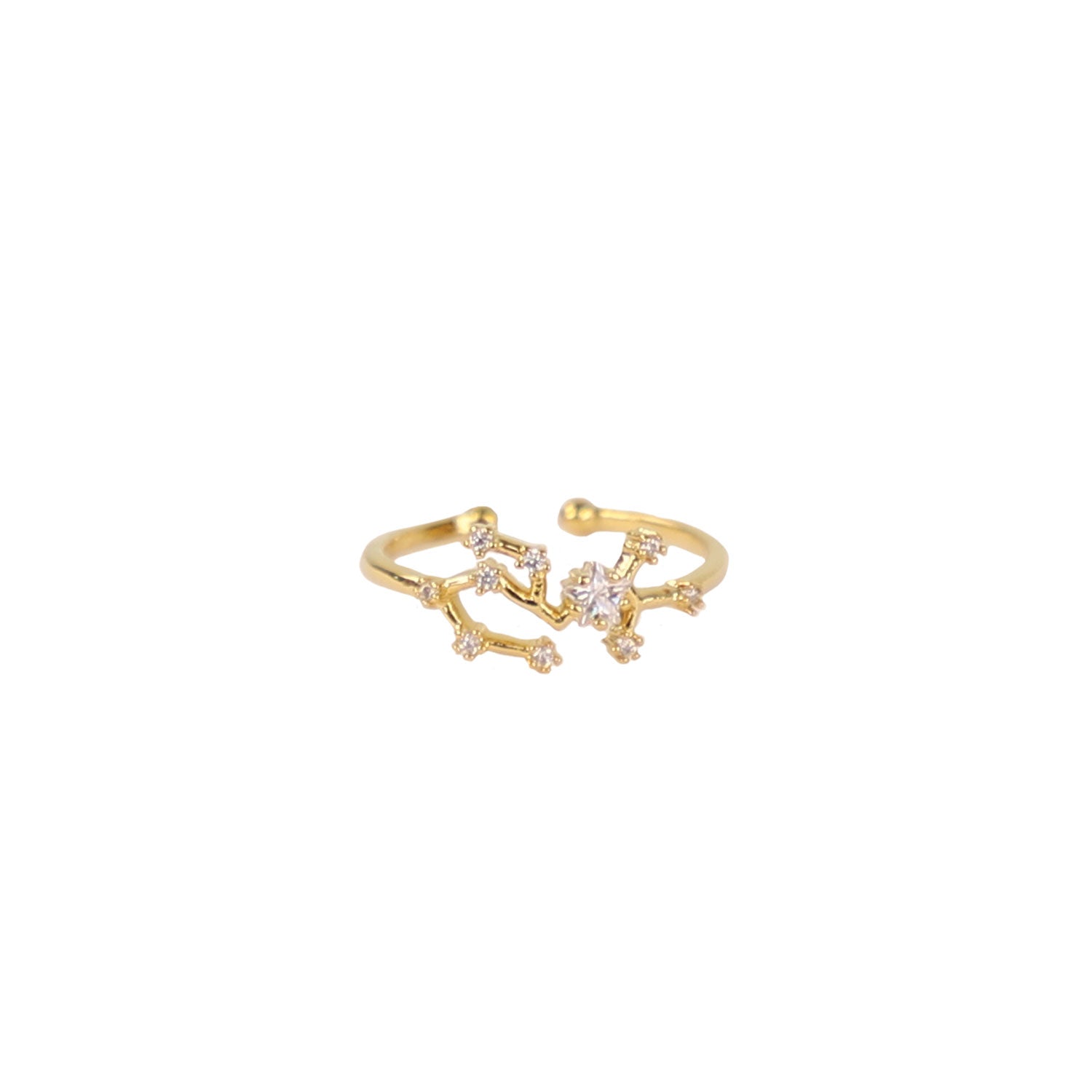 Zodiac Star Constellation Adjustable Ring sagittarius gold