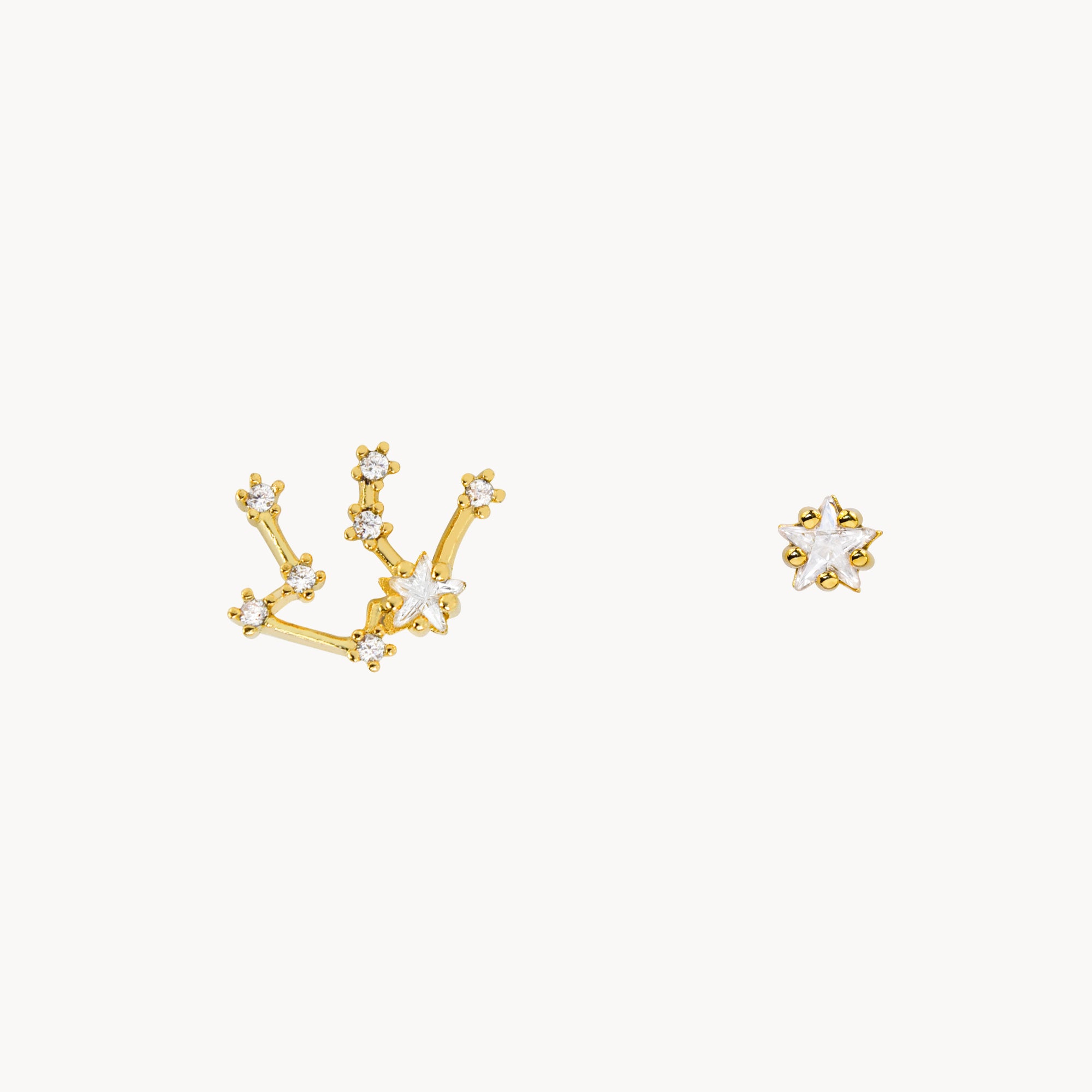 Zodiac Star Constellation Earring aquarius gold